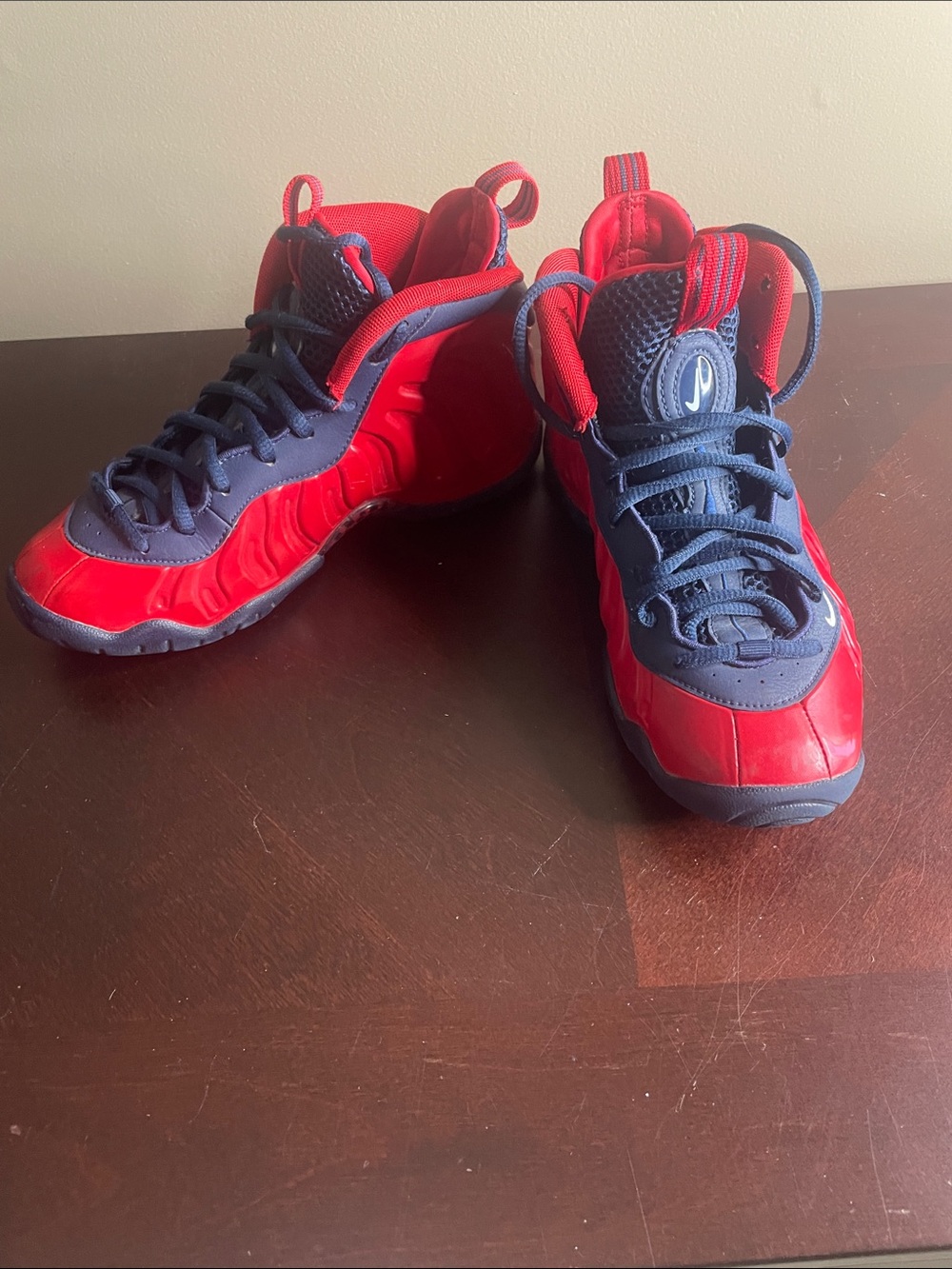 Nike Kids Red & Navy Foam Posites Sneakers